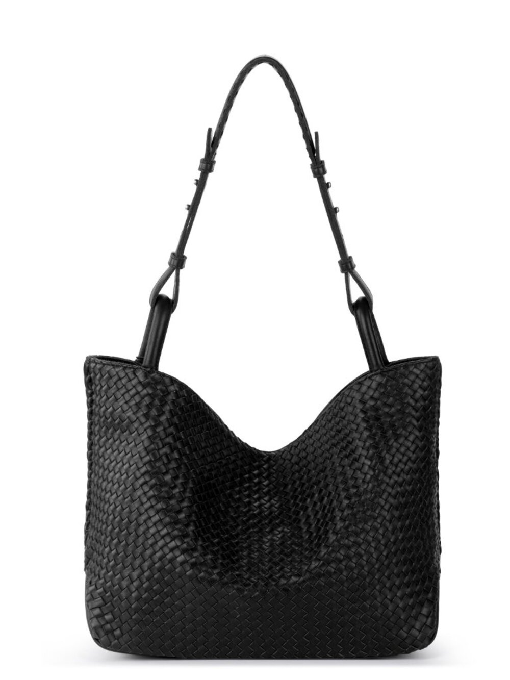 The Sak Los Feliz Medium Black Woven Leather Tote Shoulder Bag NWT - Picture 3 of 6